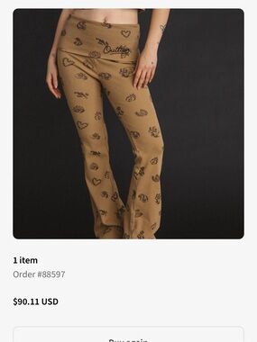 Outlaw High Waisted Printed Pants - Tan